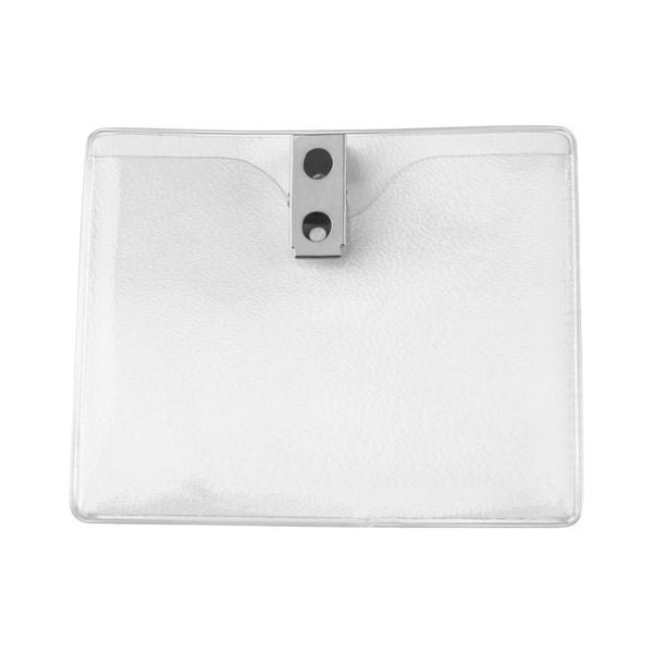 1810-1300 | 4.18" W x 3.40" H - Horizontal Clear Vinyl Badge Holder (Blank)