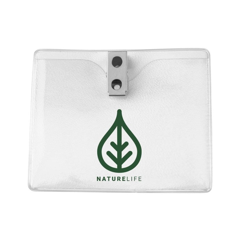 1810-1300-C | 4.18" W x 3.40" H - Horizontal Clear Vinyl Badge Holder (1 Color Imprint)