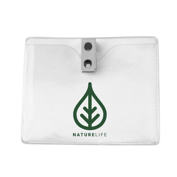 1810-1300-C | 4.18" W x 3.40" H - Horizontal Clear Vinyl Badge Holder (1 Color Imprint)
