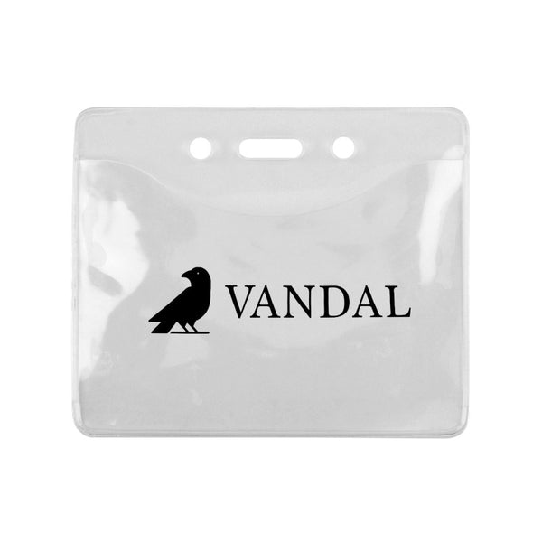 1815-1123-C | 3.66" W x 3.03" H - Horizontal PureClear Vinyl Badge Holder (1 Color Imprint)