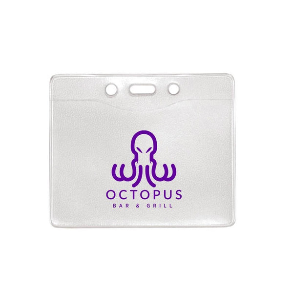 1815-1200-C | 4.30" W x 3.56" H - Horizontal Clear Vinyl Badge Holder (1 Color Imprint)