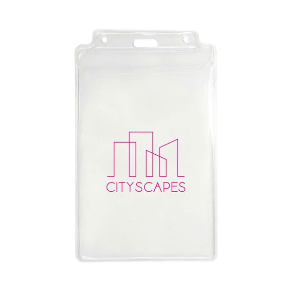 1840-1605-C | 3.88" W x 6.63" H - Vertical Clear Vinyl Badge Holder (1 Color Imprint)