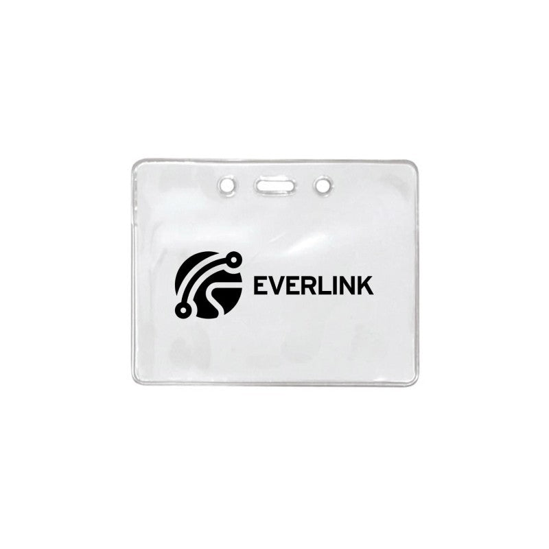 1840-5000-C | 3.80" W x 3.00" H - Horizontal Clear Vinyl Badge Holder (1 Color Imprint)