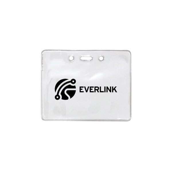 1840-5000-C | 3.80" W x 3.00" H - Horizontal Clear Vinyl Badge Holder (1 Color Imprint)