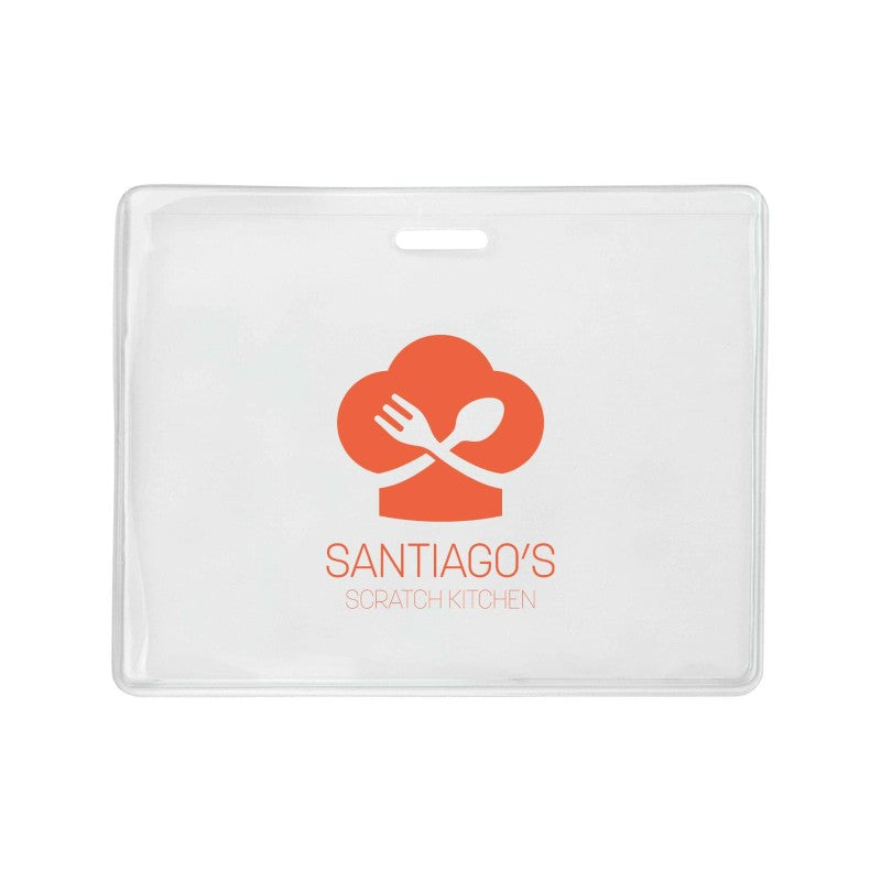 1840-5017-C | 3.91" W x 3.06" H - Horizontal Clear Vinyl Badge Holder (1 Color Imprint)