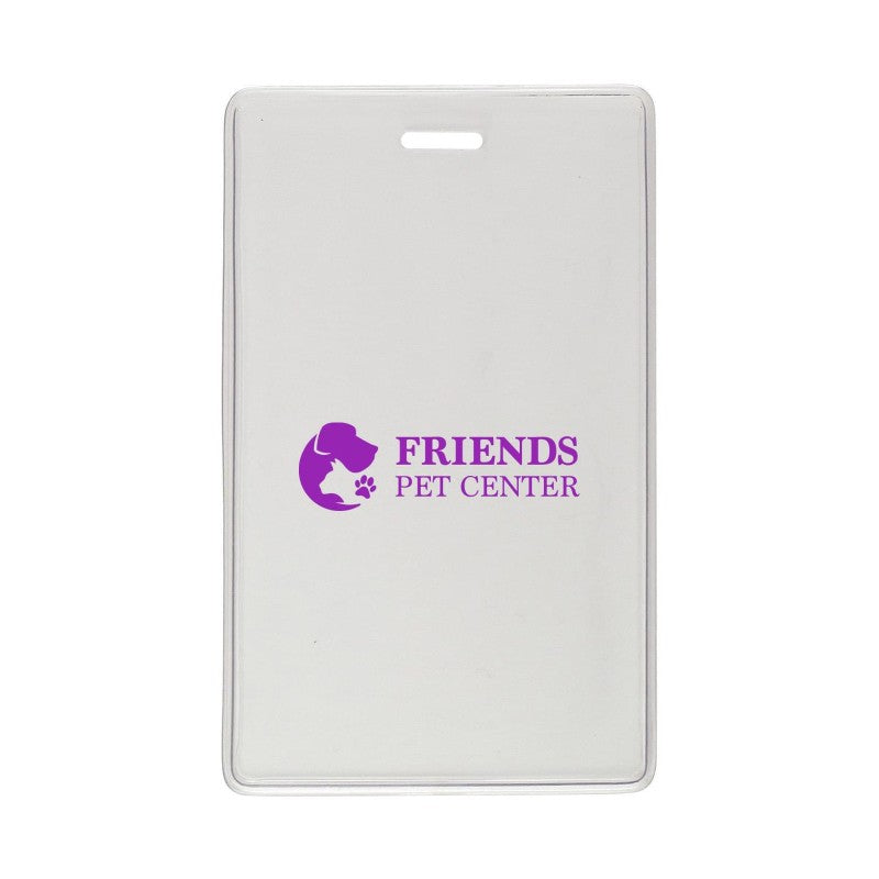 1840-5050-C | 2.64" W x 4.50" H - Vertical Clear Vinyl Badge Holder (1 Color Imprint)