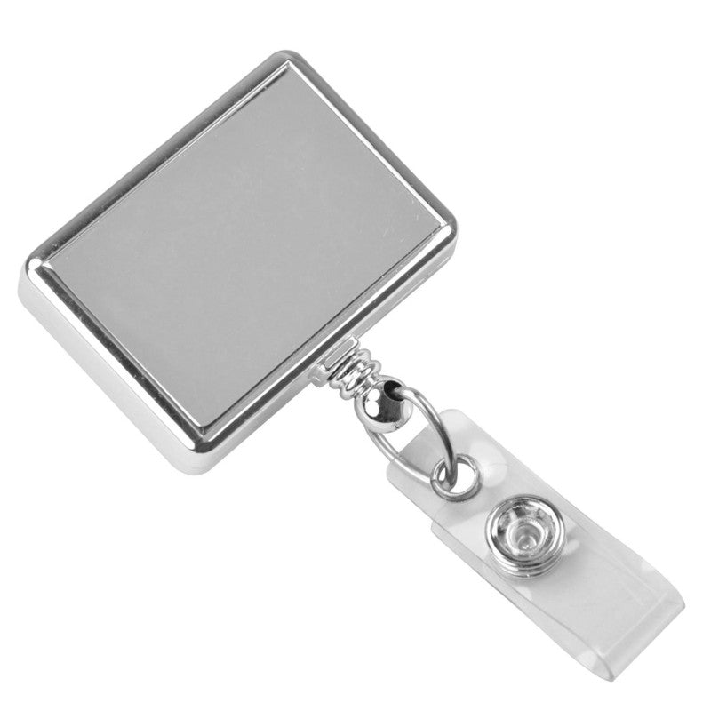 2120-3900 | Chrome Retractable Badge Reel with Clear Vinyl Strap