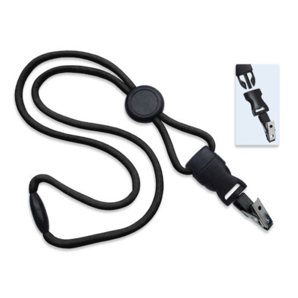 2135-459X | 1/4" Polyester Lanyard with Round Slider and Quick Release (Bulldog Clip)