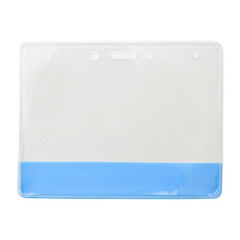 304-CB | 4.00" W x 3.00" H - Horizontal Clear Vinyl Badge Holder with Colored Bar (Blank)