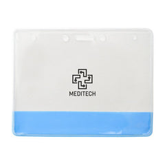 304-CB-C | 4.00" W x 3.00" H - Horizontal Clear Vinyl Badge Holder with Colored Bar (1 Color Imprint)