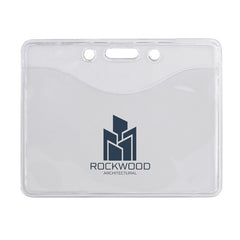 506-T1-C | 3.83" W x 3.06" H - Horizontal Clear Vinyl Badge Holder (1 Color Imprint)