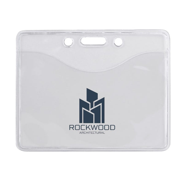506-T1-C | 3.83" W x 3.06" H - Horizontal Clear Vinyl Badge Holder (1 Color Imprint)