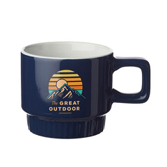 CM25-F | 10 oz. Ridged Super Stacker Ceramic Mug (Full Color Imprint)