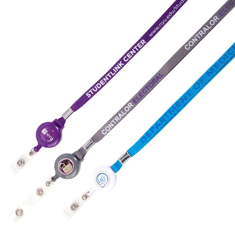 IDP-30-FPL-38 | 3/8" Flat Polyester Lanyard with Badge Reel