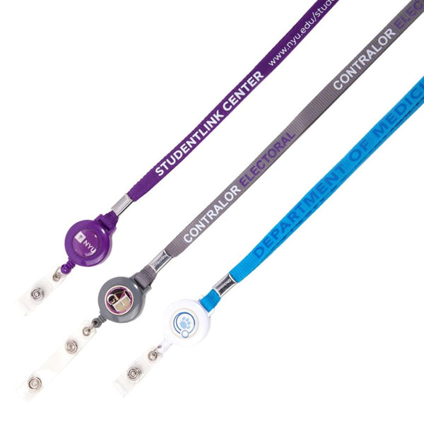 IDP-30-FPL-38 | 3/8" Flat Polyester Lanyard with Badge Reel