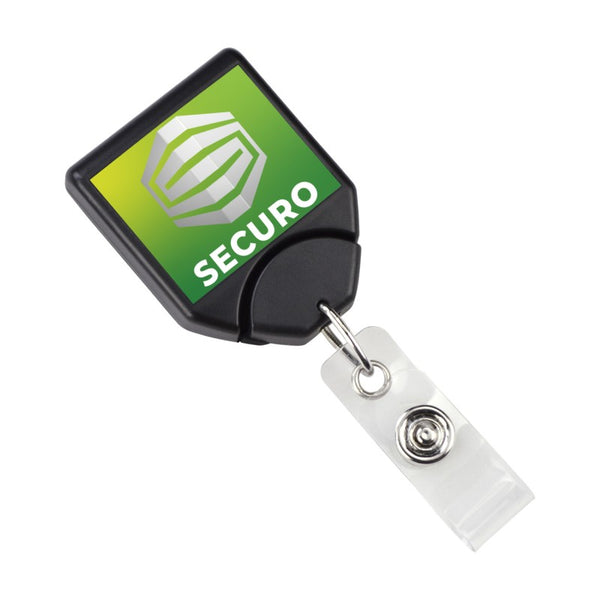IDP-780X | Custom Square Badge Reel With Swivel Clip with Teeth