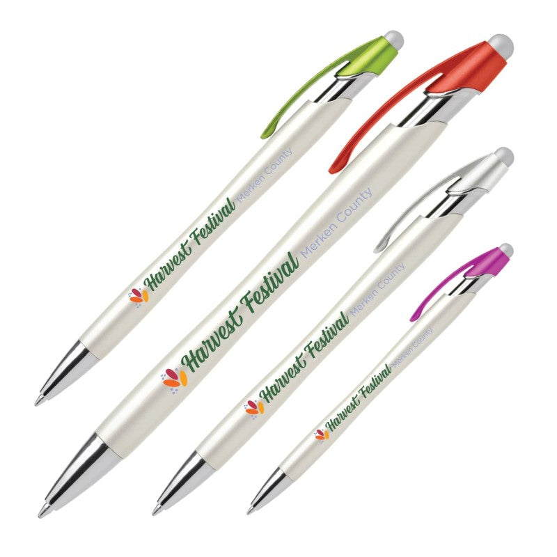 IDP-AFI-C | Nimbus Pearl Plastic Pen with Stylus (Full Color Imprint)