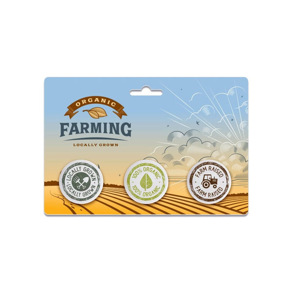 IDP-BTP3-125 | Three 1.25" Pin-Back Buttons on Backing Card
