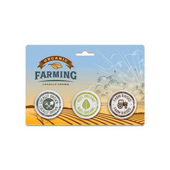 IDP-BTP3-15 | Three 1.5" Pin-Back Buttons on Backing Card