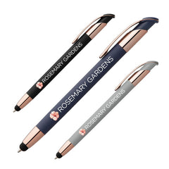 IDP-MRV-C | Veneto Softy Rose Gold Metal Pen with Stylus (Full Color Imprint)