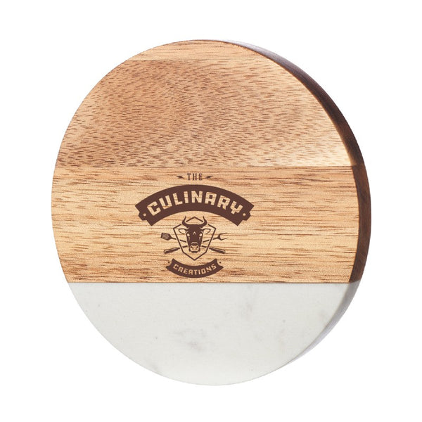 MWBO-COAST-1 | Natural Beauty Marble and Wood Coaster (1 Color Imprint)