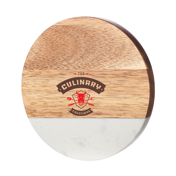 MWBO-COAST-2 | Natural Beauty Marble and Wood Coaster (2 Color Imprint)