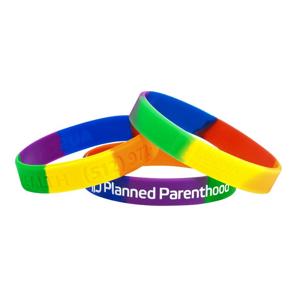 SRSB-12 | 1/2" Segmented Rainbow Silicone Wristband