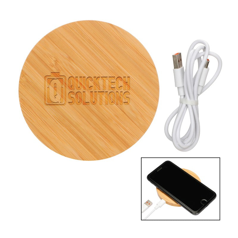 WBCP15-E | Eco Qi Wireless Bamboo Charging Pad (Engraved Imprint)